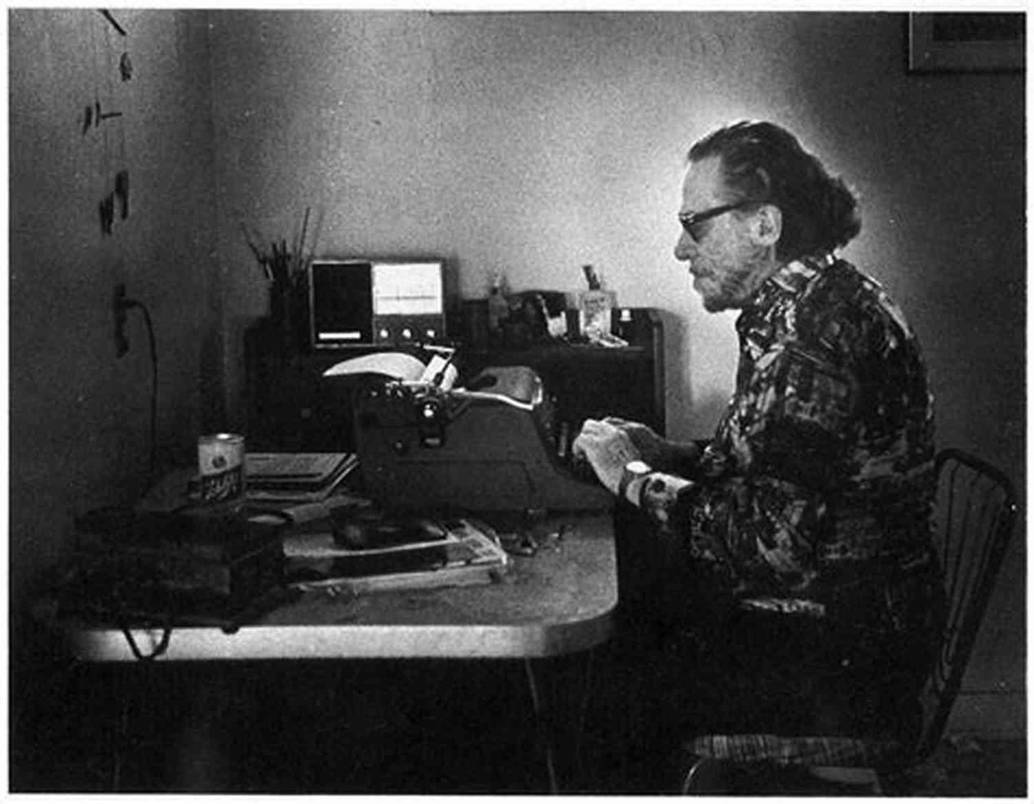 Charles Bukowski At A Typewriter, Lost In Thought The Prosaic Code Charles Bukowski