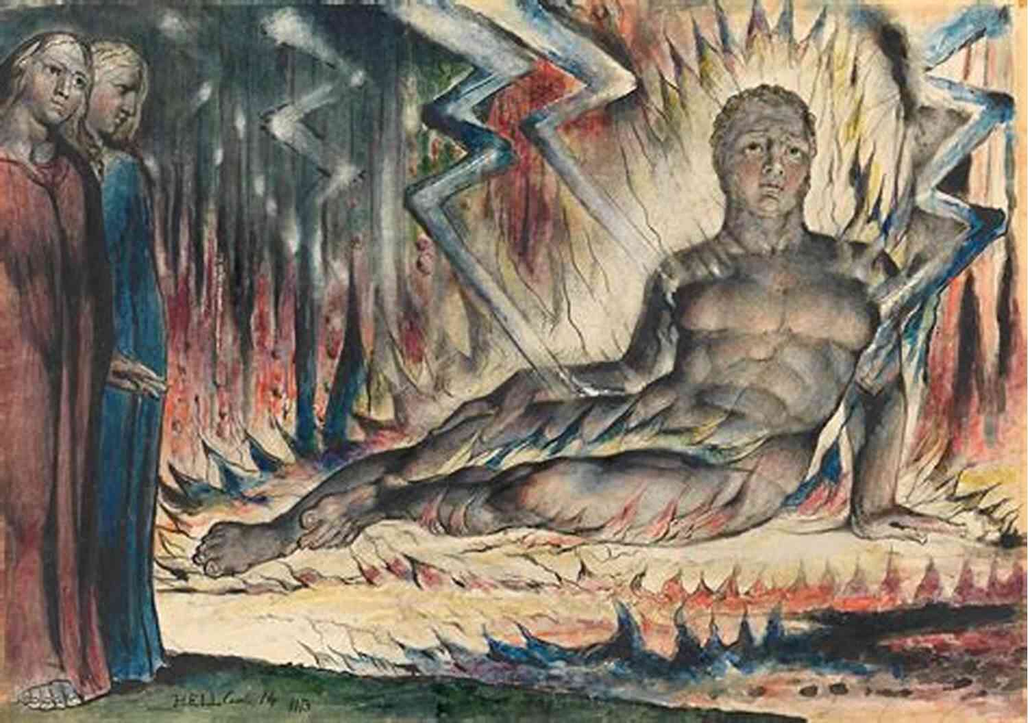 Illustration Of William Blake's The Illusion Of Defence A Masterpiece Depicting The Complexity Of Human Nature The Illusuion Of Defence William Blake